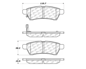 StopTech Brake Pads Set - Front, Red, for Ford Mustang 2015-2023, 105.11