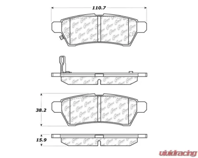 StopTech Brake Pads Set - Front, Red, for Ford Mustang 2015-2023, 105.11 - 105.11000