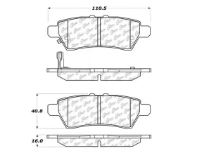 StopTech Brake Pads - Front, Ceramic, Red, Ford Mustang 2015-2023, 105.1101