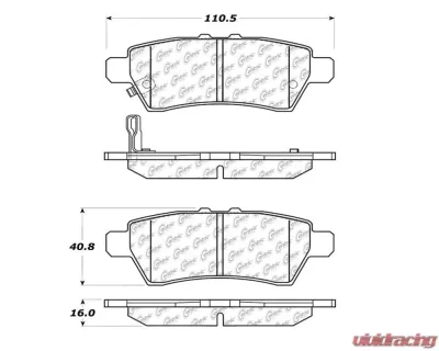 StopTech Brake Pads - Front, Ceramic, Red, Ford Mustang 2015-2023, 105.1101 - 105.11010