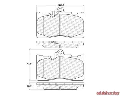 StopTech Brake Pads - Front, Ceramic, Red, Ford Mustang 2015-2023, 105.1118 - 105.11180