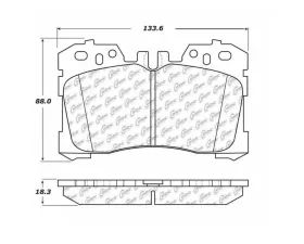 StopTech Brake Pads - Front, Ceramic, Red, Ford Mustang 2015-2020, 105.1282