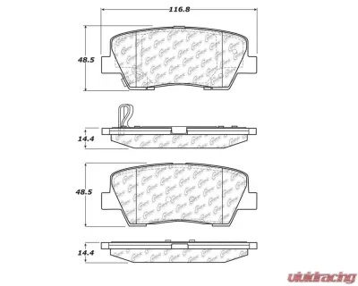 StopTech Brake Pads - Front, Performance, Red, Ford Mustang 2015-2023, 105.1284 - 105.12840