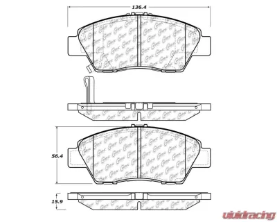 StopTech Brake Pads for Honda Civic 2001-2005, Ceramic, Front 105.1394 - 105.13940