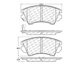 StopTech Brake Pads - Front Ceramic for Honda Civic 2006-2011, 105.1404
