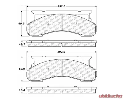 StopTech Brake Pad Set, Front, Red, for Ford Mustang 2015-2023, 106.045 - 106.04500