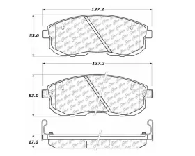 StopTech Brake Pad Set, Front, Red, Ford Mustang 2015-2023, 106.0653