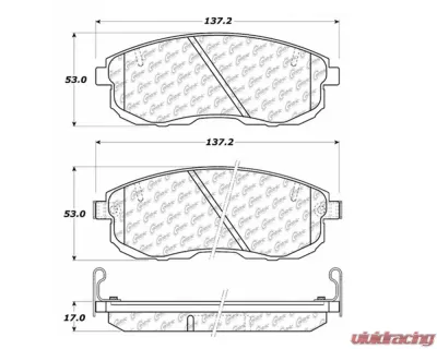 StopTech Brake Pad Set, Front, Red, Ford Mustang 2015-2023, 106.0653 - 106.06530