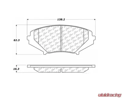 StopTech Brake Pad Set - Front, Red, for Honda Civic 2016-2021, 106.1009 - 106.10090