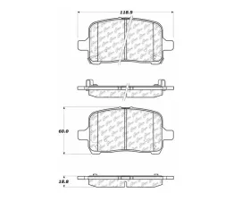 StopTech Brake Pads - Front, Ceramic, Red, Ford Mustang 2015-2023, 106.1028