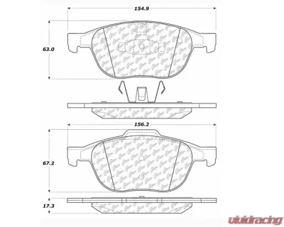 StopTech Brake Pads - Front, Red, for Ford Mustang 2015-2023 - 106.1044 - 106.10440