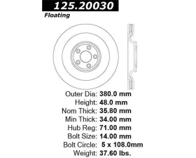 StopTech Brake Rotor, Front, Silver, 2003-2007 Honda Accord, 125.2003