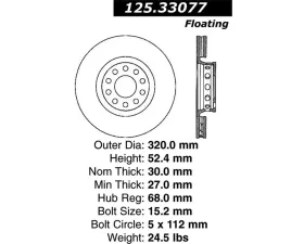 StopTech Premium High-Carbon Front Rotor for VW Passat 2002-2005 125.33077