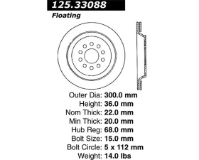 StopTech Premium High-Carbon Rotor Audi S4 Rear 2004-2009 Black 125.33088