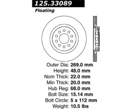 StopTech High-Carbon Rear Rotor for Audi Allroad Quattro 2004-2005 125.33089
