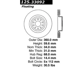 StopTech Premium High-Carbon Front Rotor for Ford Mustang 2015-2023, 125.33092