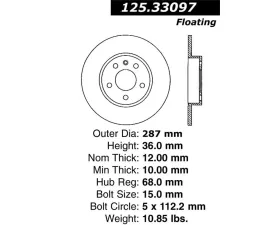 StopTech Premium High-Carbon Rear Rotor Audi S4 2004-2009 125.33097