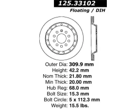 StopTech Premium High-Carbon Rear Rotor for BMW 3 Series 2007-2013 125.33102