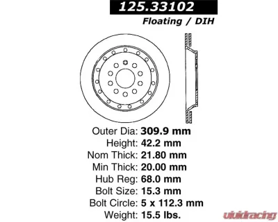 StopTech Premium High-Carbon Rear Rotor for BMW 3 Series 2007-2013 125.33102 - 125.33102