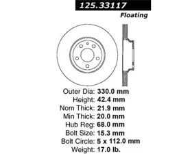 StopTech Premium High-Carbon Rear Rotor Audi S6 2007-2011 125.33117
