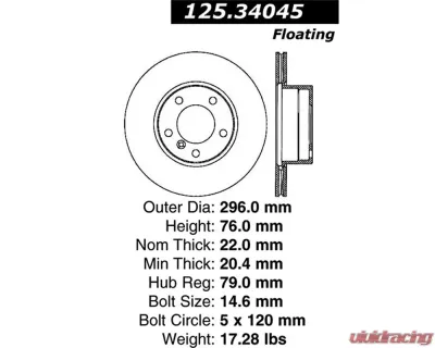 StopTech Premium High-Carbon Front Rotor BMW 3 Series 2006-2013 125.34045 - 125.34045