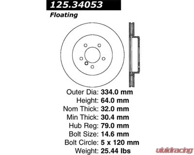 StopTech Premium High-Carbon Front Rotor BMW Z8 2000-2003 125.34053 - 125.34053