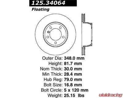 StopTech Premium High-Carbon Front Rotor for BMW 3 Series 125.34064 - 125.34064