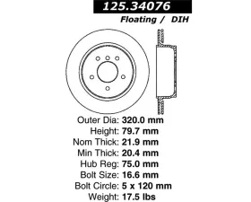 StopTech Premium High-Carbon Rear Rotor BMW X3 2004-2011 Black 125.34076
