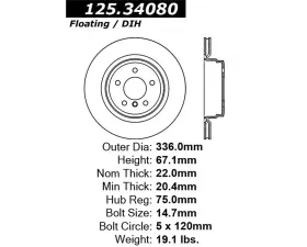 StopTech Brake Rotor, Front, Silver, for BMW 3 Series 2006-2013 - 125.3408