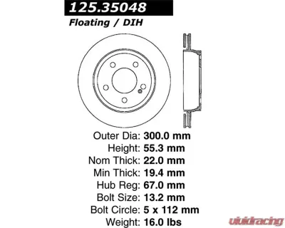 StopTech Premium High-Carbon Rear Rotor for Ford Mustang 2015-2023, 125.35048 - 125.35048