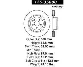 StopTech Brake Pads, Ceramic, Front, Ford Mustang 2015-2023, 125.3508