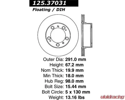 StopTech Premium High-Carbon Rotor Rear for Porsche 986 Boxster 125.37031 - 125.37031