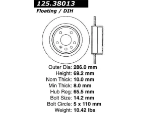 StopTech Premium High-Carbon Rear Rotor Saab 9-5 2000-2009 125.38013