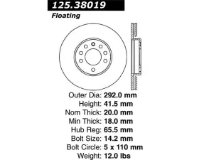 StopTech Premium High-Carbon Rear Rotor Saab 9-3 2009 2.8L V6 125.38019