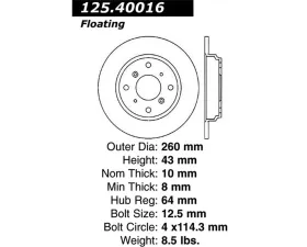 StopTech Premium High-Carbon Rear Rotor for Ford Mustang 2015-2023 125.40016