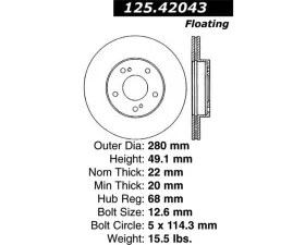 StopTech Premium High-Carbon Front Rotor for Nissan Maxima 89-99 125.42043