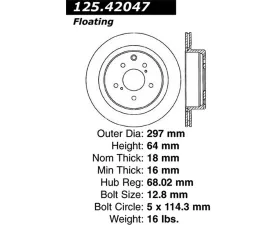 StopTech Premium High-Carbon Rear Rotor Nissan 300ZX 1989-1996 125.42047