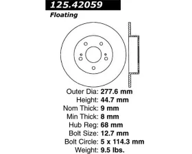 StopTech Premium High-Carbon Rear Rotor Nissan Maxima 94-03 125.42059