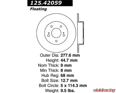 StopTech Premium High-Carbon Rear Rotor Nissan Maxima 94-03 125.42059 - 125.42059