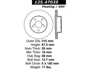 StopTech Performance Brake Pads for Ford Mustang 2015-2023, Red, 125.4702