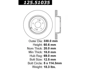StopTech Premium High-Carbon Rear Rotor for Hyundai Genesis Coupe 2011-2012 125.51035