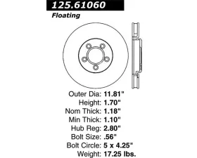StopTech Brake Pads for Ford Mustang 2015-2023, Ceramic, Front, 125.6106