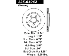 StopTech Premium High-Carbon Rear Rotor for Ford Mustang 2005-2014 125.61062