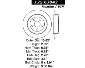 StopTech Premium High-Carbon Rear Rotor for Ford Mustang 2015-2023 125.63043