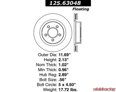 StopTech Premium High-Carbon Front Rotor for Ford Mustang 2015-2023, 125.63048 - 125.63048