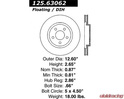 StopTech Premium High-Carbon Rear Rotor for Honda Civic 2006-2011, 125.63062 - 125.63062