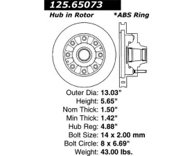 StopTech Premium High-Carbon Front Rotor Ford Excursion 2000-2002 125.65073