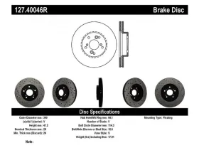StopTech Sport Drilled/Slotted Brake Rotor Front Right, Red, 2011-2014 Ford Mustang, 127.40046R