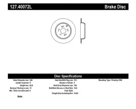 StopTech Sport Drilled/Slotted Rear Left Brake Rotor, Black, 127.40072L
