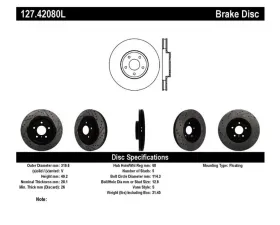 StopTech Sport Drilled/Slotted Brake Rotor Front Left for Honda Civic 127.42080L